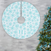Monogram blauw wit Snowflake Pattern Kerstboom Rok