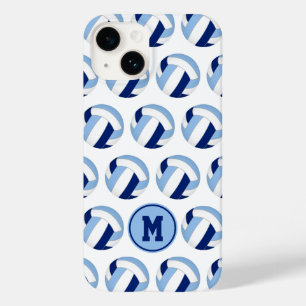 Monogram blauw wit volleyballen patroon Case-Mate iPhone 14 hoesje