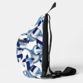Monogram blauw wit volleyballen patroon sling bag (Rechts)