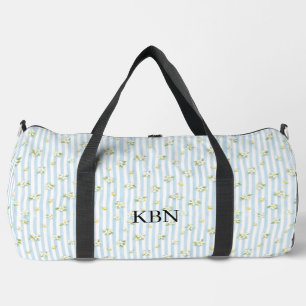 Monogram Blauw Witte Strepen Citroenen Mediterraan Plunjezak