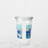 Monogram Blauw Zee Abstracte Seashell Stripes Acryl Drinkbeker (Rechts)