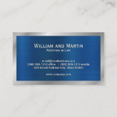 Monogram | Blauw Zilver Metallic geborsteld Visitekaartje (Achterkant)