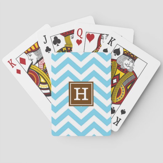 Monogram Blauwe Chevron Speelkaarten (Achterkant)