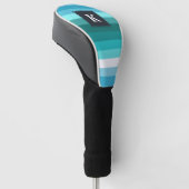 Monogram blauwe en cyaanstrepen golfheadcover (Schuin)