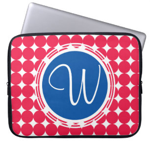 Monogram blauwe en rode pokken laptop sleeve