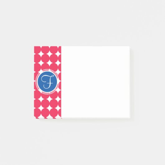 Monogram blauwe en rode pokken post-it® notes (Voorkant)