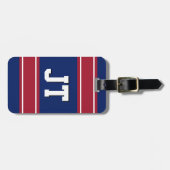 Monogram Blauwe en Rode Sportstapes Bagagelabel (Voorkant horizontaal)