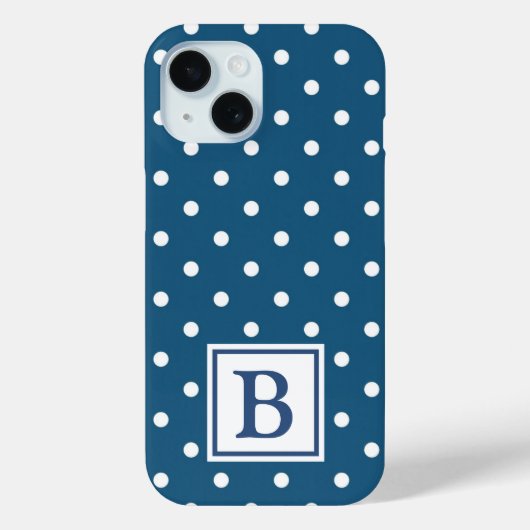 Monogram blauwe en witte poka Case-Mate iPhone case (Achterkant)