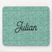 Monogram blauwe glitterspleet muismat (Voorkant)