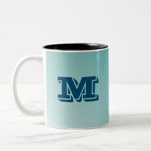 Monogram Blauwe Gradiënt Tweekleurige Koffiemok