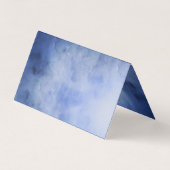 Monogram blauwe grijze Waterverf gevouwen tent Visitekaartjes (Achterkant)