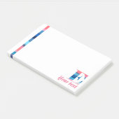 Monogram blauwe koraal letter E noten Post-it® Notes (Schuin)