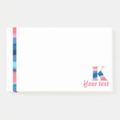 Monogram blauwe koraal letter K noten Post-it® Notes (Voorkant)