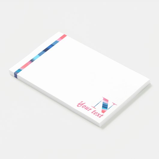 Monogram blauwe koraal letter N noten Post-it® Notes (Schuin)