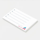 Monogram blauwe koraalletter A Post-it® Notes (Schuin)