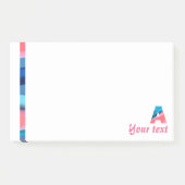 Monogram blauwe koraalletter A Post-it® Notes (Voorkant)