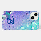 Monogram Blauwe Lavendel Mint Glitter Case-Mate iPhone Case (Achterkant (horizontaal))