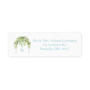 Monogram Blauwe Lintjes Bloem Elegant Retouradres Etiket