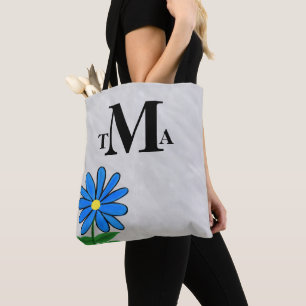 Monogram Blauwe Madelief Draagtas