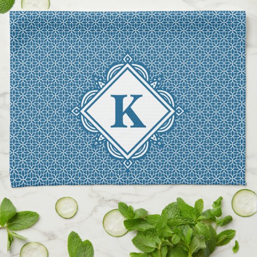 Monogram Blauwe Mandala Theedoek (Gevouwen)