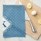 Monogram Blauwe Mandala Theedoek (Quarter Fold)