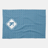 Monogram Blauwe Mandala Theedoek (Horizontaal)