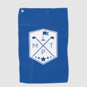 Monogram Blauwe Naam Gepersonaliseerd Golfhanddoek (Voorkant)