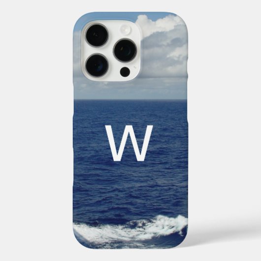 Monogram blauwe oceaan pluizige wolken Case-Mate iPhone case (Achterkant)