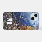 Monogram blauwe oever iPhone 15 hoesje (Achterkant horizontaal)