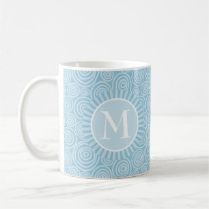 Monogram Blauwe Spiralen - Speciaal gepersonalisee Koffiemok