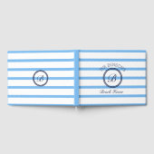 Monogram Blauwe Strepen Naam Beach House Gastenboe Gastenboek (Volledig)