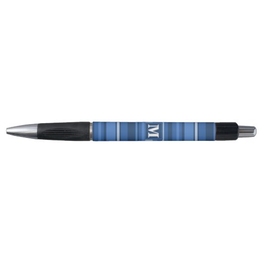 Monogram blauwe strepen pen (Voorkant)