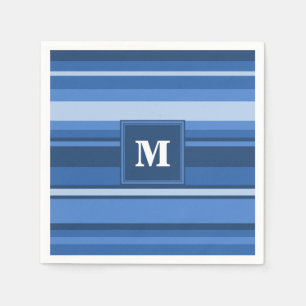 Monogram blauwe strepen servet