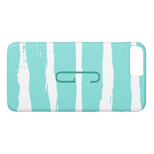 Monogram Blauwe verfstrepen Case-Mate iPhone Case (Achterkant (Horizontaal))