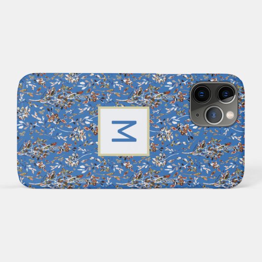 Monogram Blauwe Waterverf Case-Mate iPhone Case (Achterkant (horizontaal))