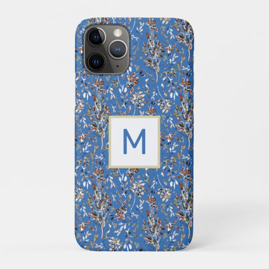 Monogram Blauwe Waterverf Case-Mate iPhone Case (Achterkant)