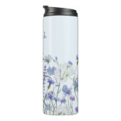 Monogram Blauwe Waterverf Wildflower Meadow Thermosbeker (Geroteerd rechts)