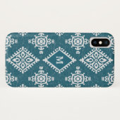 Monogram | Blauwgroen blauw Amadora-patroon Case-Mate iPhone Case (Achterkant (horizontaal))
