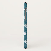 Monogram | Blauwgroen blauw Amadora-patroon Case-Mate iPhone Case (Achterkant/links)