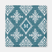 Monogram | Blauwgroen blauw Amadora-patroon Magneet (Voorkant)