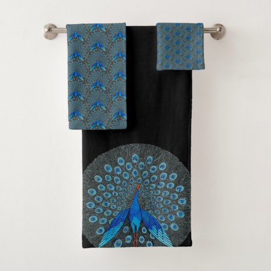 Monogram Blauwgroen blauw en zwart monogramme van  Bad Handdoek (Insitu)
