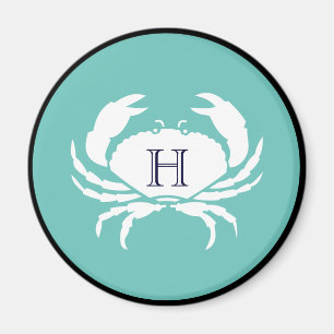 Monogram Blauwgroen Blauwe Zeemacht Blauwe Krab Na Magneet