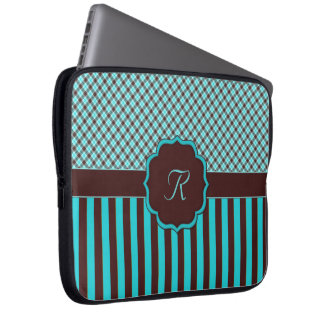 Monogram Blauwgroen-Choc laptophoes van 15 inch (T Laptop Sleeve