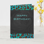 Monogram Blauwgroen en bruine luipaard Kaart (Gele Bloem)