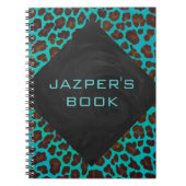 Monogram Blauwgroen en bruine luipaard Notitieboek (Voorkant)