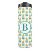 Monogram Blauwgroen en goudanananas Thermosbeker (Voorkant)