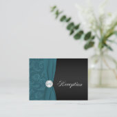 Monogram Blauwgroen en Zwarte Damask Enclosure Kaa Informatiekaartje (Staand voorkant)