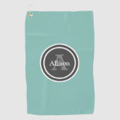 Monogram Blauwgroen Gepersonaliseerde Naam Womens  Golfhanddoek (Voorkant)