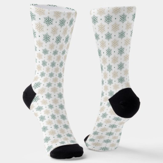 Monogram blauwgroen Gold Snowflake Pattern Sokken (Gebogen)