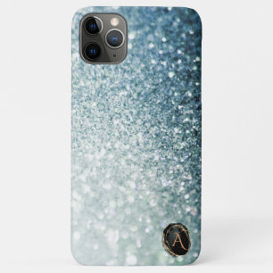 *~* Monogram BLAUWGROEN gradiënt Ombre Glitter iPhone 11 Pro Max Hoesje
